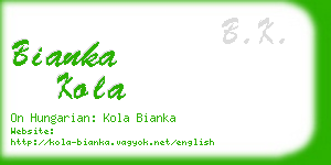 bianka kola business card